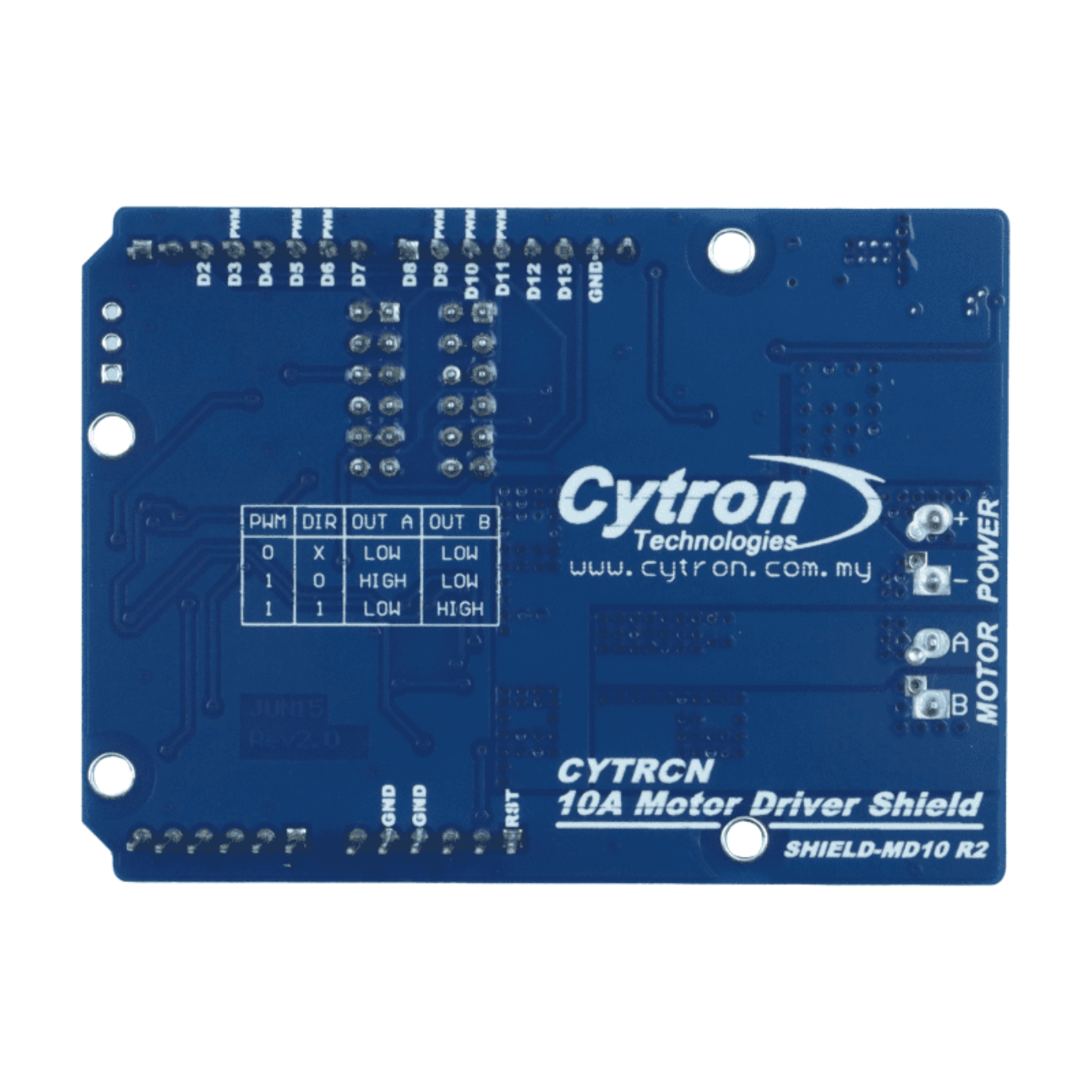 Cytron SHIELD-MD10 – 10A 7V–30V DC Motor Driver Shield for Arduino