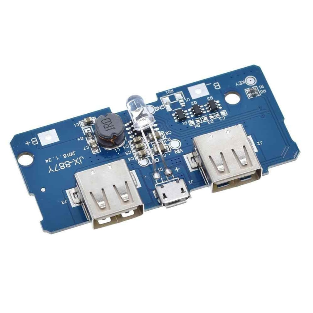 Dual Micro USB 18650 LiPo DIY Power Bank Module (3.7V to 5V, 2A Output)