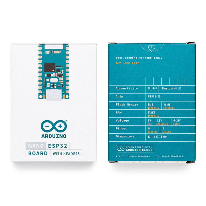 Arduino NANO ESP32 with Headers - ABX00083 - IoT Development Board