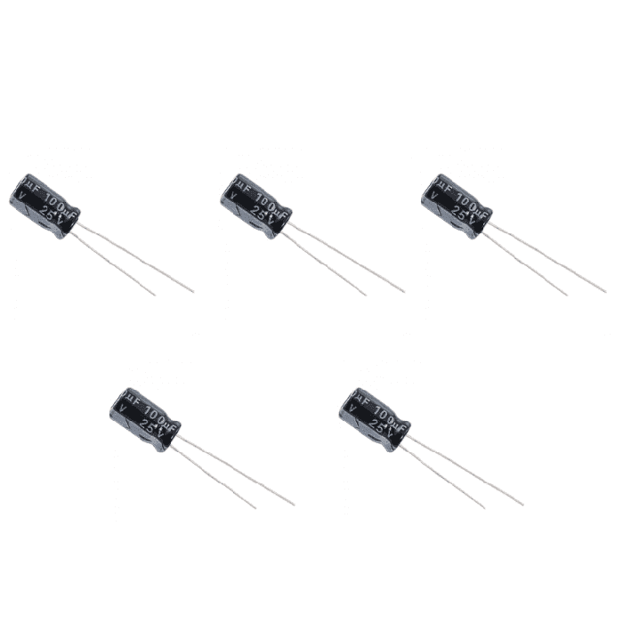 Buy 100uF 25V Electrolytic Capacitor Pack of 5 - Iotcart