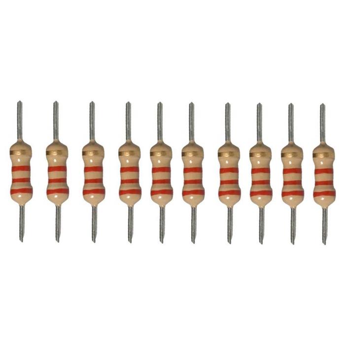 Buy 2.2k Ohm Carbon Film Resistor (1/4W, ±5%) Pack of 10 - IOT-1058
