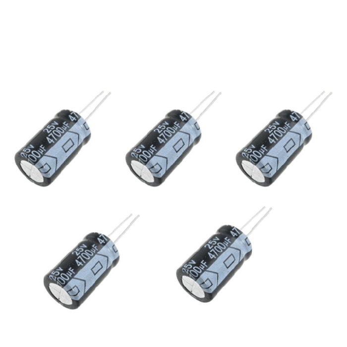 Iotcart 4700uF 25V Electrolytic Capacitor (Pack of 5) - Power Filtering for DC Circuits