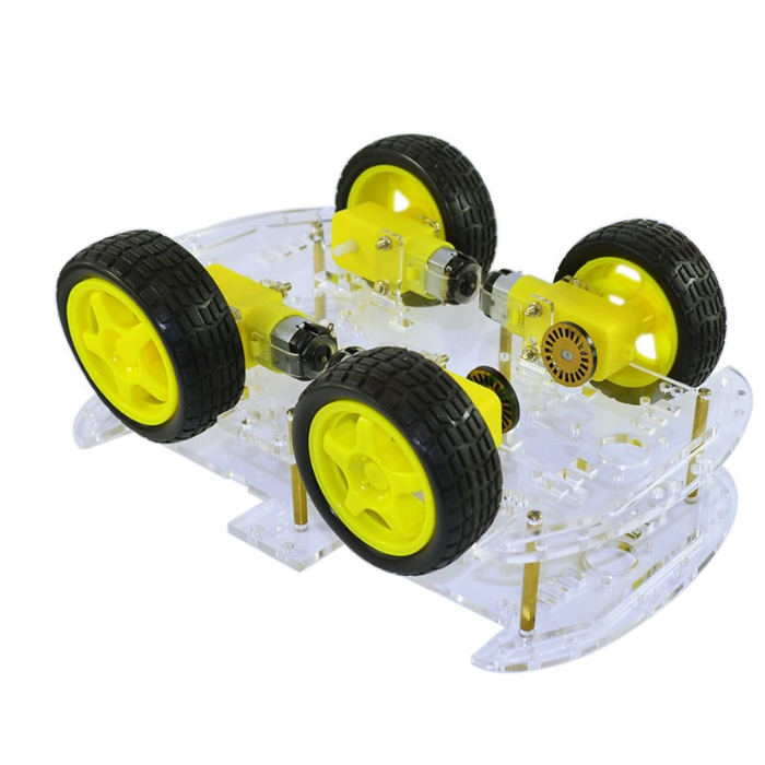 4WD Double Layer DIY Smart Car Plastic Chassis Kit (Longer Version)