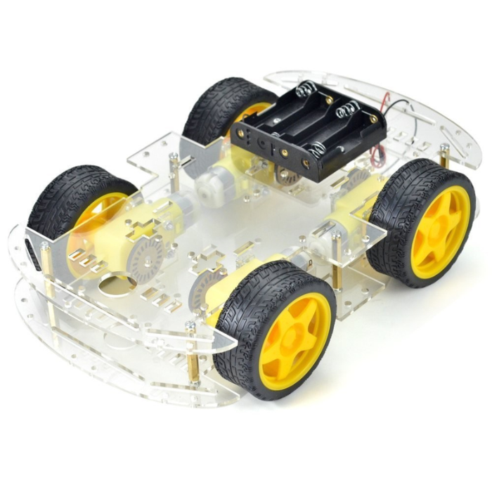 4WD Double Layer DIY Smart Car Plastic Chassis Kit (Longer Version)