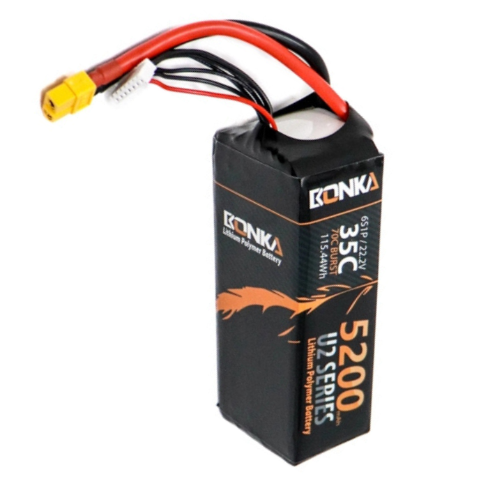Bonka 22.2V 5200mAh 35C 6S1P LiPo Battery for RC Drones & Robotics
