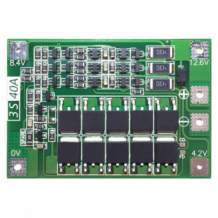 3 Series 40A 11.1V 12.6V 18650 Lithium Battery Protection Board with Balance