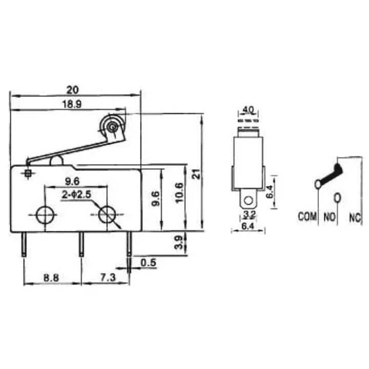 Micro Limit Switch with Roller for CNC RepRap Prusa 3D Printers 5A 250VAC