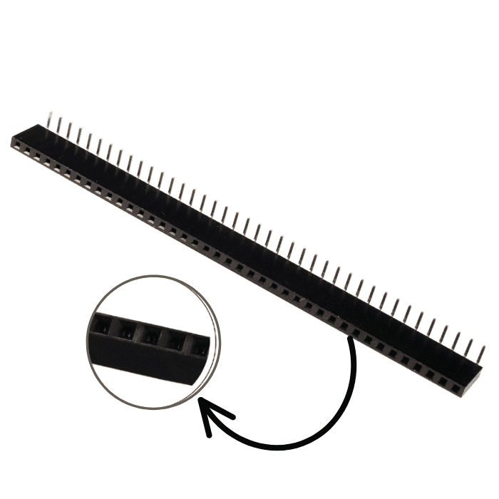 1x40 2.54mm Pitch Female Berg Strip Header (Right Angle)