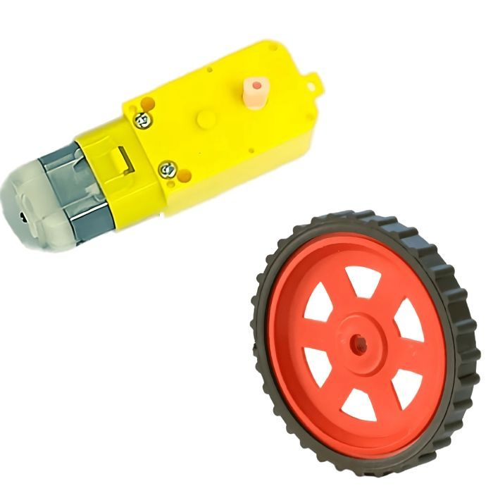 Red BO Motor Wheel +100 RPM Single Shaft BO Motor - Set of 2