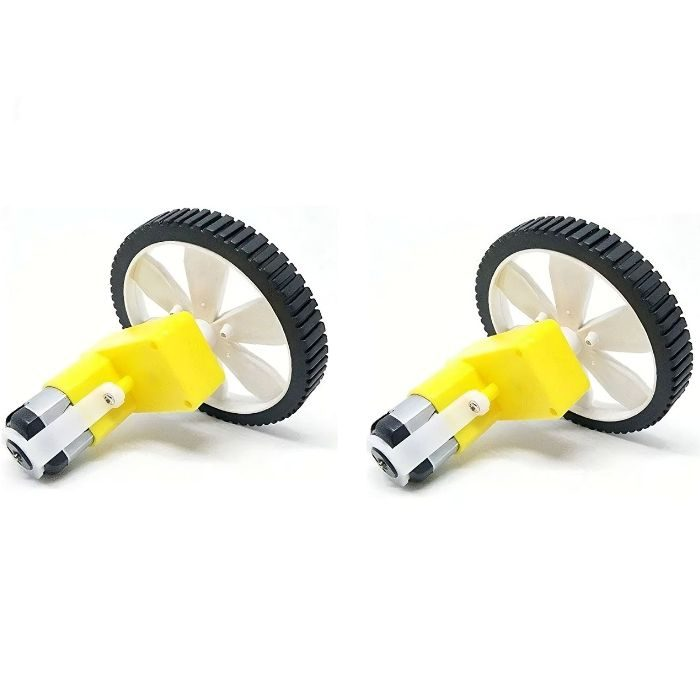 Single Shaft L-Shaped 60 RPM BO Motor with Wheel (2 sets)