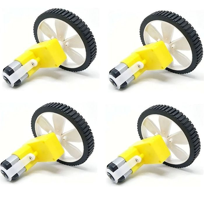 Single Shaft L-Shaped 60 RPM BO Motor with Wheel - (4 sets)