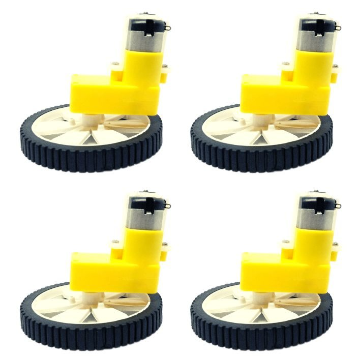 Single Shaft L-Shaped 60 RPM BO Motor with Wheel - (4 sets)