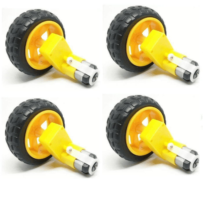 Single Shaft L-Shaped 60 RPM BO Motor with 65X25mm Wheel - 4 Sets