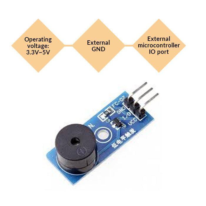 Iotcart Active Buzzer Module 3.3V-5V - Arduino Compatible Audio Alarm