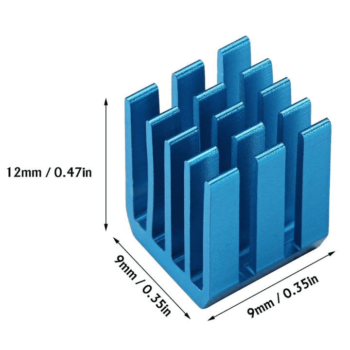 Aluminum Cooling Heat Sink Chip RAM Radiator Heatsink Cooler | Reprap StepStick Heat Sink- Blue (9x9x12mm)