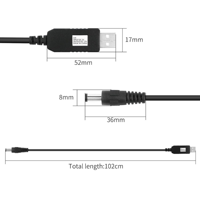 Iotcart SES-P-1780 5V to 9V USB Booster Cable 1A Output - Power Routers & DIY Projects