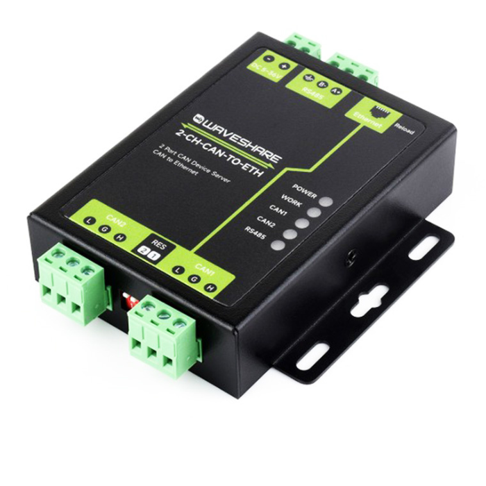 Waveshare Industrial 2-Ch CAN to Ethernet Server - 2-Ch CAN + RS485 + Ethernet Port