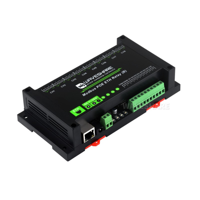 Waveshare Modbus PoE 8 Channel Ethernet Relay Module (B) with Digital Input