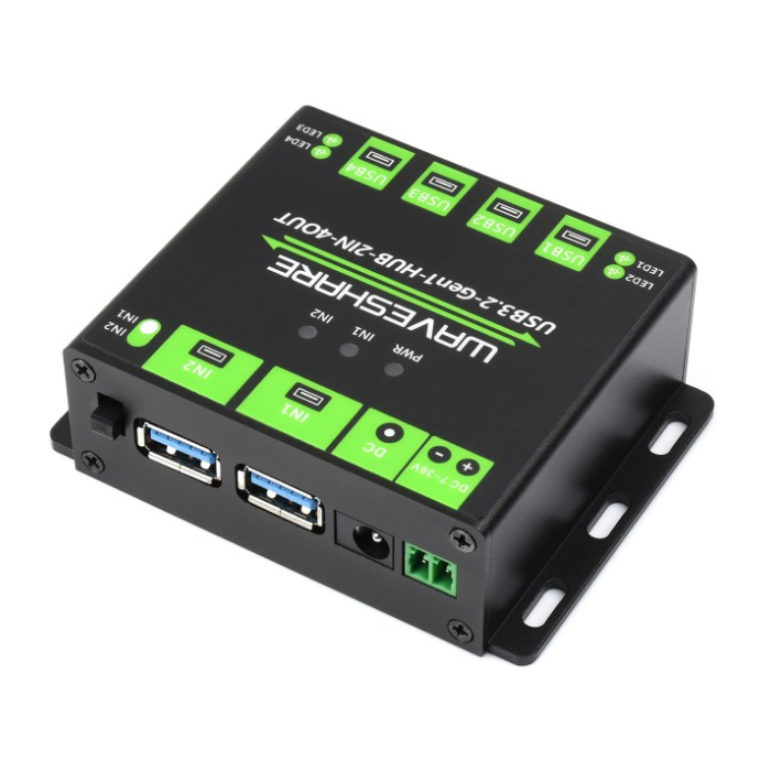 Waveshare Industrial Grade USB HUB Extending 4x USB 3.2 Ports with Switchable Dual Hosts
