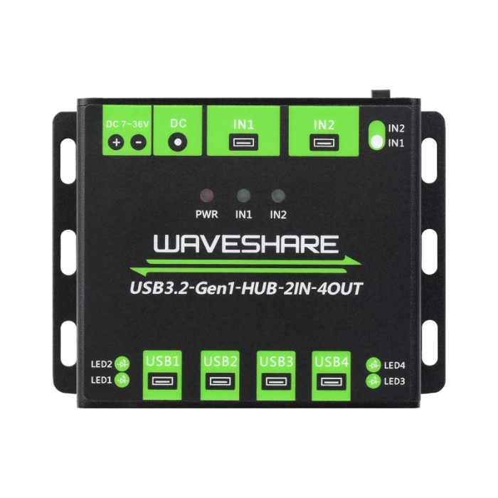 Waveshare Industrial Grade USB HUB Extending 4x USB 3.2 Ports with Switchable Dual Hosts