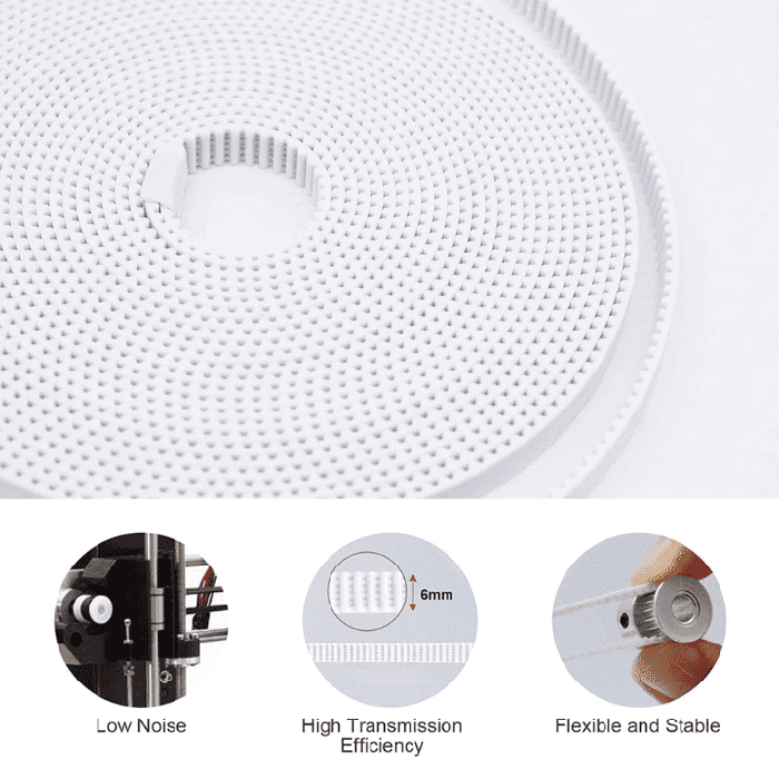 Iotcart 6mm GT2 Timing Belt 1M White PU Steel Core - 3D Printer Belt