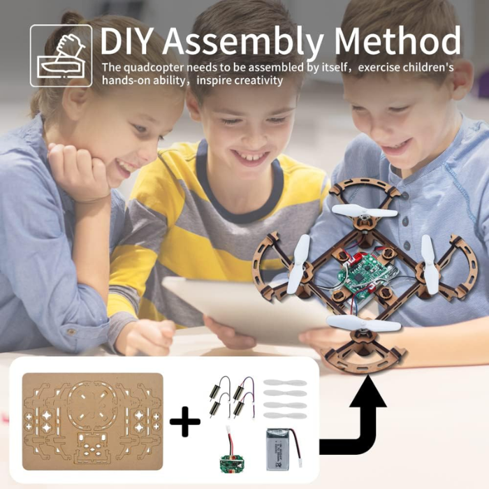 GKFESCC RC DIY Wooden Drone Kit for Kids 5-10+ - STEM Learning Toy