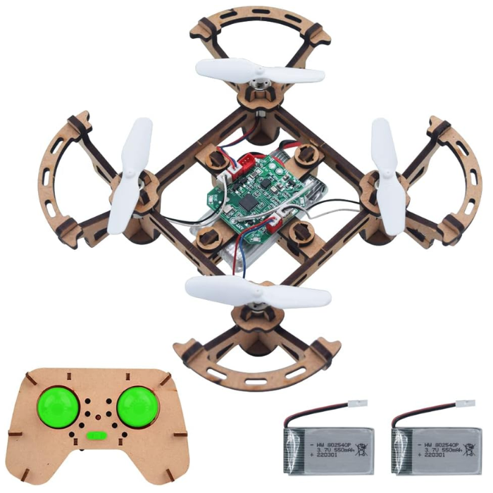 GKFESCC RC DIY Wooden Drone Kit for Kids 5-10+ - STEM Learning Toy