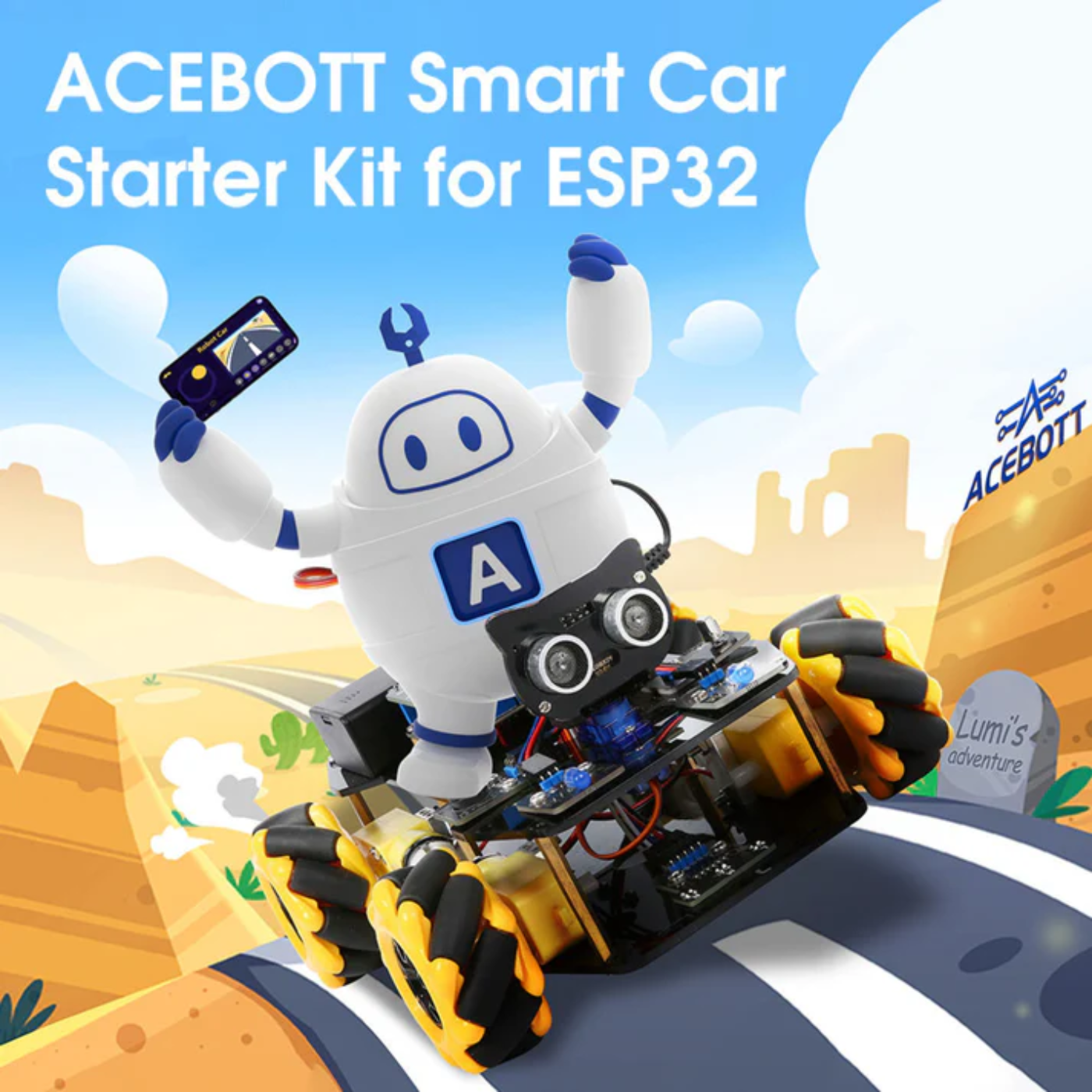ACEBOTT ESP32 4WD Smart Robot Car Kit for Arduino