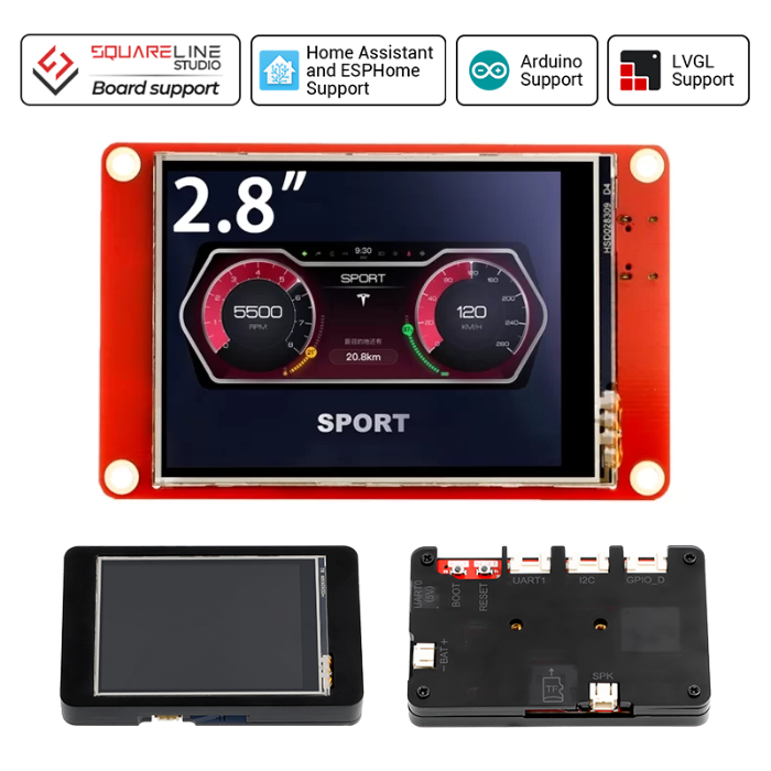 ELECROW ESP32 HMI 2.8 Inch TFT Touch Display 240×320 SPI LCD for Arduino/LVGL/Esphome/PlatformIO/Micropython without Acrylic Case