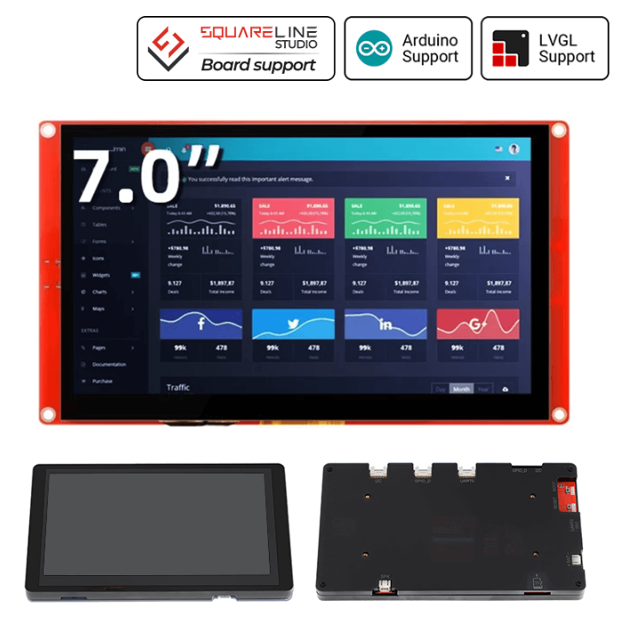 ELECROW ESP32 display 7.0 Inch HMI Display 800×480 RGB TFT LCD Touch Screen Compatible with Arduino/LVGL/PlatformIO/ Micropython with Acrylic Case