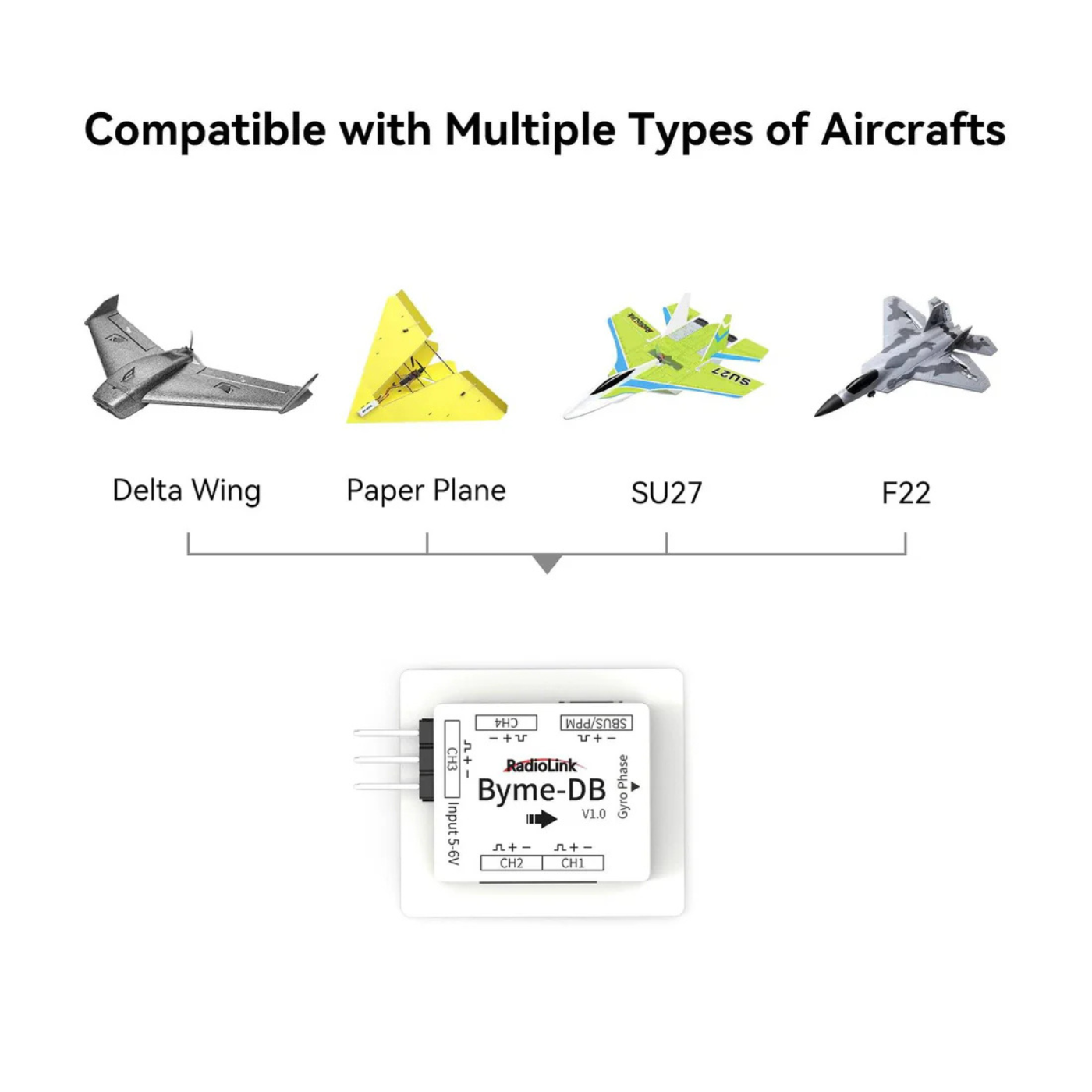 Radiolink Byme-DB 4 Channel 3-Axis Flight Controller with Gyro Stabilizer for RC Planes