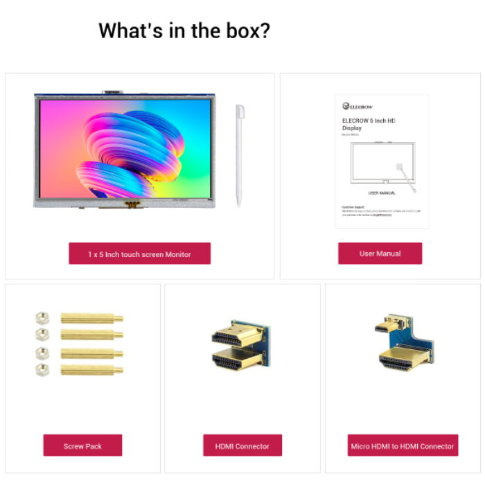 Elecrow RR050 5 Inch Resistive Touch Screen TFT Display 800x480