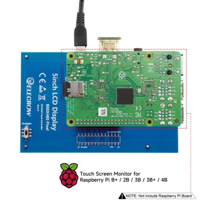 Elecrow RR050 5 Inch Resistive Touch Screen TFT Display 800x480