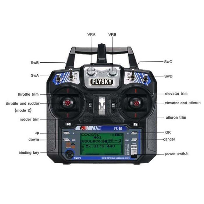 FlySky FS-i6 2.4GHz 6 Channel RC Transmitter - Drone & Plane Control