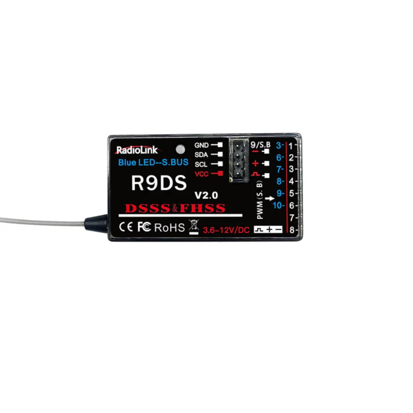 Radiolink R9DS RC Receiver 10 Channels 2.4GHz RC Receiver For Drones, Airplane, Car