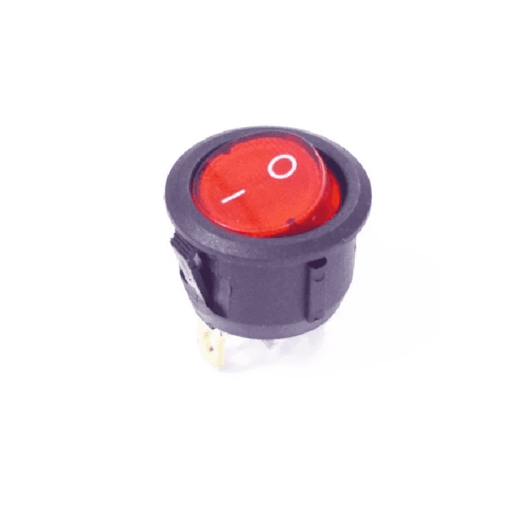 Round Rocker switch 6A 250V 3 PIN RED LED