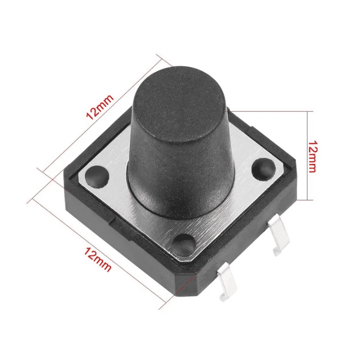 4-Pins DIP Momentary Square Tactile Push Button Switch 5 Pieces - 12x12x12mm