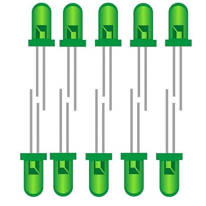 Iotcart 5mm Green LED (Pack of 10) - Indicator & Prototyping Use