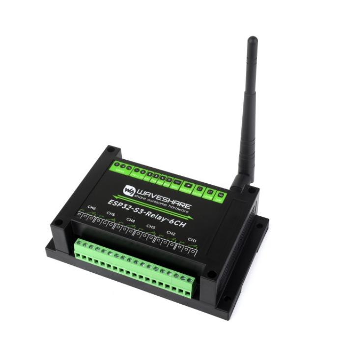 Waveshare 6-Channel ESP32-S3 WiFi Relay Module with Onboard RS485 Pico HAT Interfaces