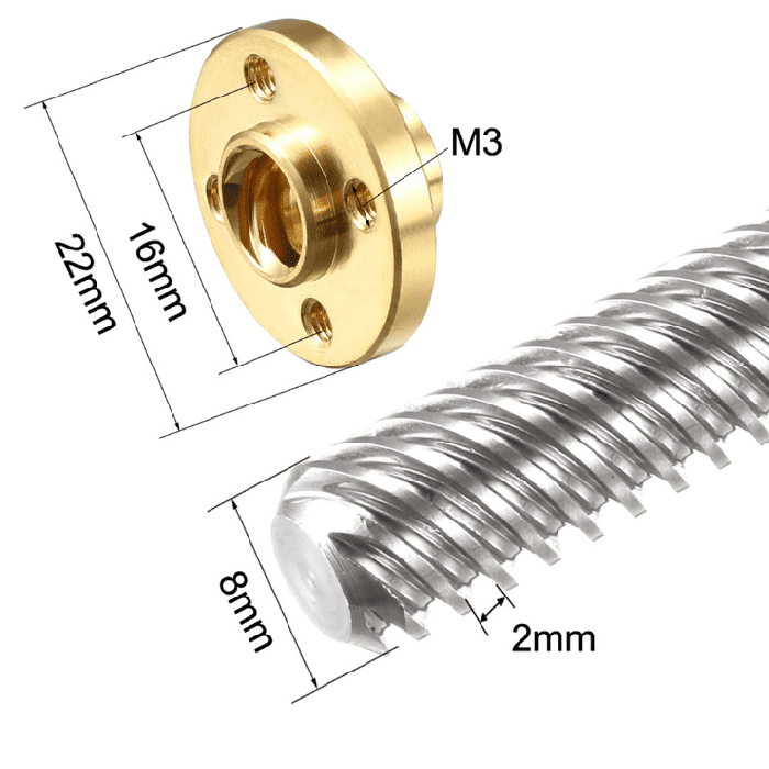 Iotcart SES-P-269 8mm Trapezoidal Lead Screw with Copper Nut - 3D Printer & CNC Use