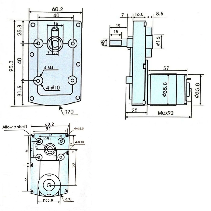 10 RPM 12V DC Rectangle Geared Motor with High Torque