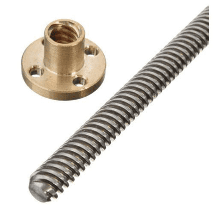 350mm Trapezoidal 4 Start Lead Screw 8mm Thread 2mm Pitch Lead Screw with Copper Nut