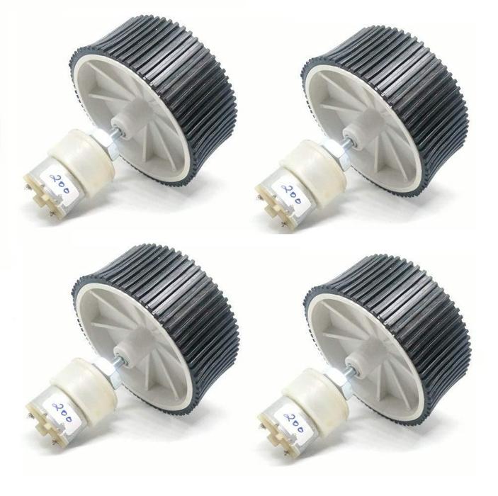 Buy 200 RPM 12V DC Gear Motor with 10x4 Wheel Set of 4 - Ideal for 4WD Robots