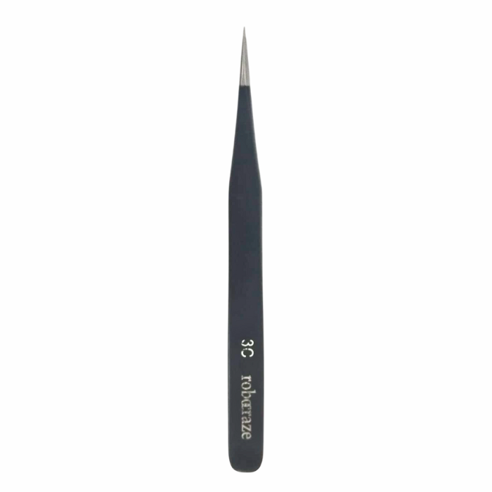 Robocraze Black Epoxy Coated Stainless Steel Tweezer 3C