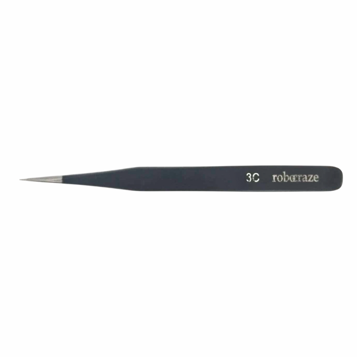 Robocraze Black Epoxy Coated Stainless Steel Tweezer 3C