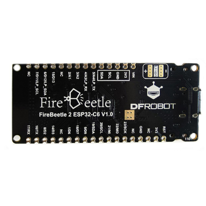 DFRobot FireBeetle 2 ESP32 C6 IoT Development Board - Supports Wi-Fi 6, Bluetooth 5, Solar-Powered
