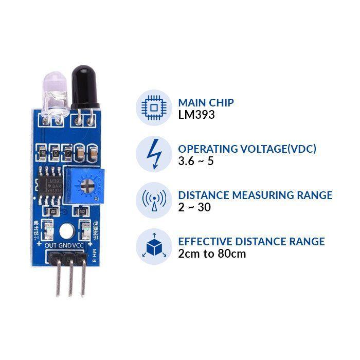 Iotcart SES-P-2921 IR Obstacle Avoidance Sensor Module - 2-30cm Range for Arduino/RPi