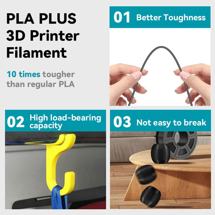 1.75mm Premium HS PLA+ Filament for 3D Printer (Raven Black)