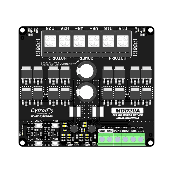 Cytron 20A 6V-30V Dual Channel DC Motor Driver - Robotics & Automation