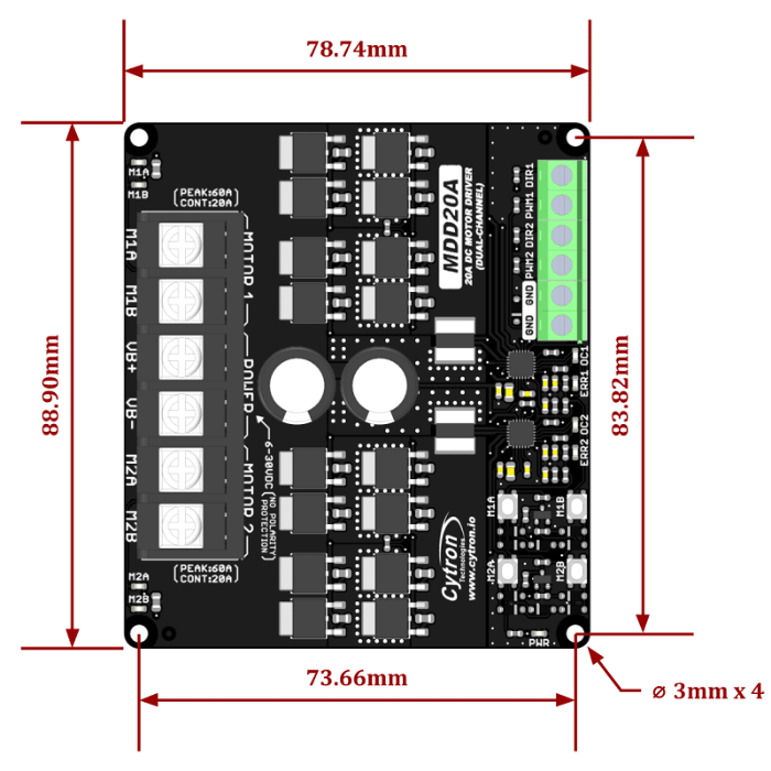 Cytron 20A 6V-30V Dual Channel DC Motor Driver - Robotics & Automation